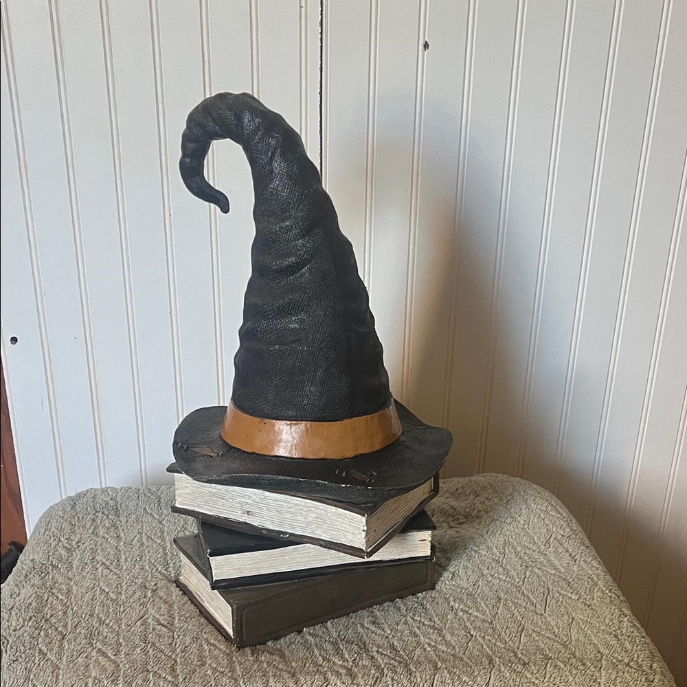 Black Witch Hat Figurine on Books Decor - Halloween - Picture 4 of 9